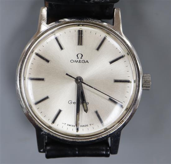 A gentlemans early 1970s stainless steel Omega manual wind wrist watch, movement c.601,